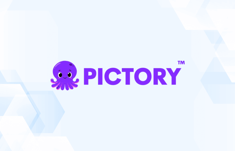 Review graphic featuring the logo of Pictory.