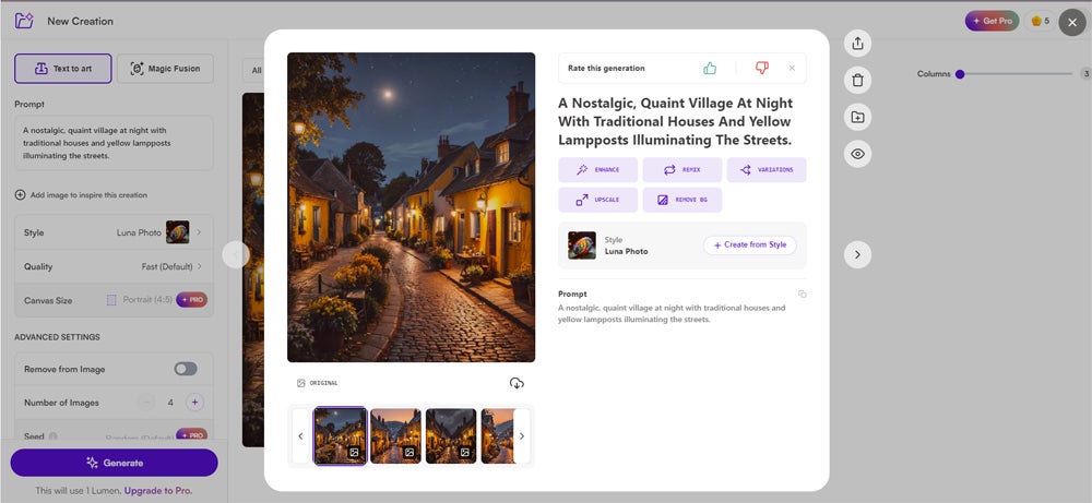 starryai interface screenshot.
