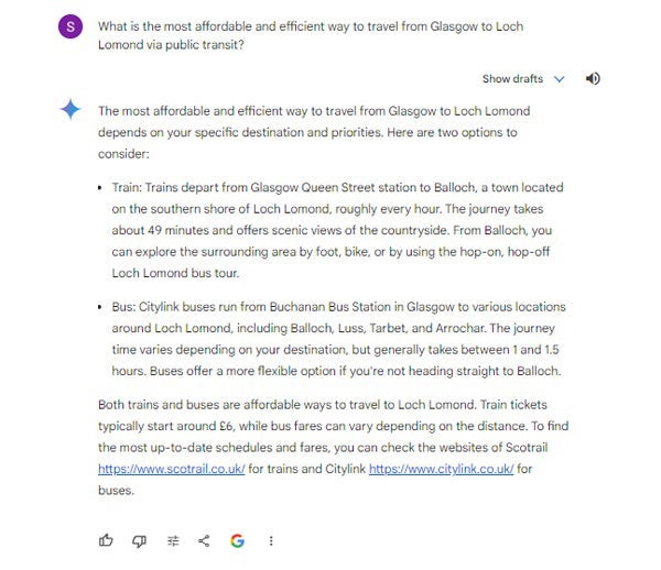 Google Gemini generated output from text prompt.