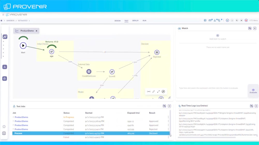 Provenir interface.