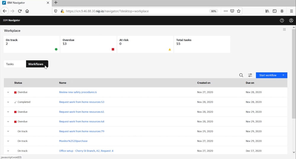 IBM Navigator interface.