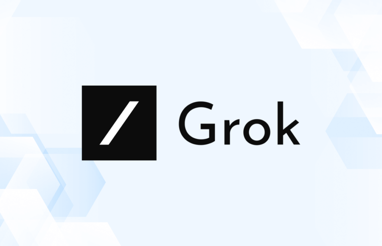 Review graphic featuring the logo of Grok.